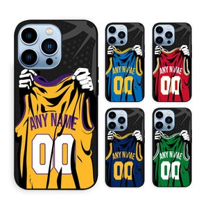 Personalisierte Basketball Jersey Name und Nummer Handyhülle iPhone 16 15 14 13 | Samsung S24 S23 S22 S21 | Google Pixel 5 6 7 8 Pro