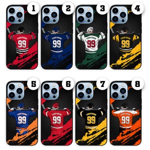 Hockey Jersey Name und Nummer Handyhülle iPhone 16 15 14 13 12 11/ Samsung S24 S23 S22 S21 | Google Pixel 5 6 7 8 Pro