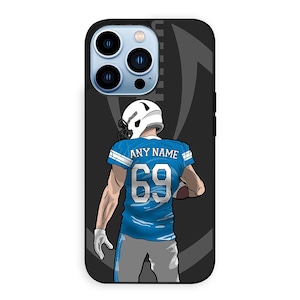 American Football Detroit Lions Team Custom Name & Number Jersey for Phone Apple iPhone 15 14 13 12 11 Samsung S24 S23 S22 S21 | Google