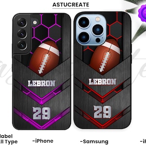 Personalized American Football Phone Cases Custom Number & Name Phone Football iPhone 15 14 13 12 11 XS XR, Samsung S24 S23 S22 Ultra