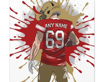 Camiseta personalizada de los 49ers en formato PNG, con nombre y número personalizados, regalo para aficionados al fútbol (descarga digital).
