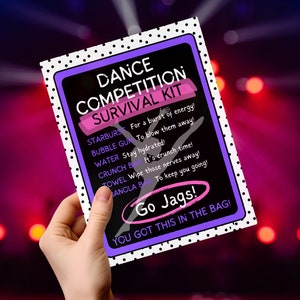 Editable Dance Team Competition Survival Kit Canva Template Printable Dance Team Gift Tag Good Luck Dance Team Snack Tags Dance Show Flier