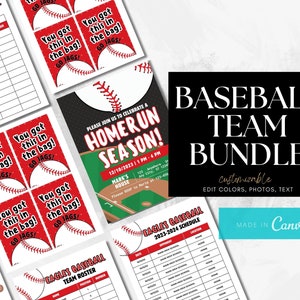 Editable Baseball Team Template Bundle Baseball Schedule Roster Lineup Sheet Travel Baseball Coach Forms Printable Baseball Team Invitation