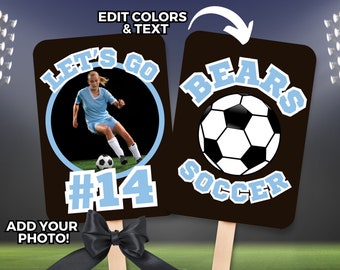 Soccer poster Canva template senior night girls boys soccer team editable paper fan high school travel team soccer game sign for mom dad
