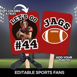 Football fan poster for football mom dad cheerleader Canva template senior night football team editable paper fan championship game sign