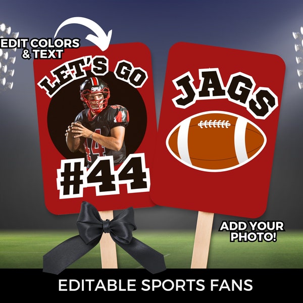 Football fan poster for football mom dad cheerleader Canva template senior night football team editable paper fan championship game sign