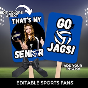 Volleyball senior night poster Canva template senior night volleyball team editable paper fan senior game for volleyball mom dad sister