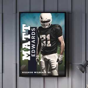 Football poster Canva template senior night football team banquet gift for football mom editable sports poster team with picture customized