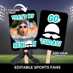 Swim Team Senior Poster Canva Template Senior treffen Schwimmer editierbares Papier Fan Senior Spiel für Swim Team Mama Papa Schwester Mädchen Jungen Swim Team