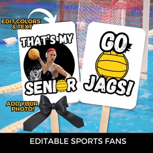 Pôster noturno sênior de pólo aquático Modelo Canva jogo sênior equipe de pólo aquático fã de papel editável jogo sênior para mãe pai irmã jogo de pólo aquático