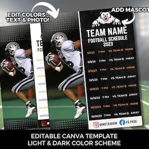 Editable Football Schedule Template DIY Canva Football Schedule
