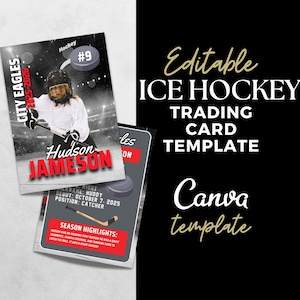 Ice Hockey Card Canva Template for Kids Editable Sports Trading Card Custom Sports Cards Ice Hockey Youth End of Season Gift Team Mom