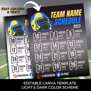 Editable Football Schedule Template DIY Canva Football Schedule