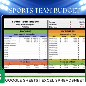 Sports Team Budget Template Sports Budget Template Youth Sports