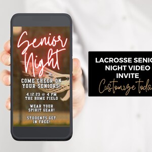 Video lacrosse senior night video phone invitation high school lacrosse team night electronic invite LAX team celebration party invite