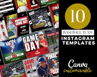 Editable baseball team social media graphics template Canva baseball schedule for Facebook Instagram game day customizable poster baseball