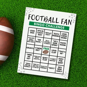 Jogo de bingo para fãs de futebol para impressão Jogo engraçado de beber para fãs de futebol para esposa, namorada, tigela, festa, futebol, família, download digital