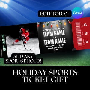 Sofortiger Download Holiday Sports Ticket Geschenk Jede Sportveranstaltung Souvenir Ticket Stub zum Verschenken eines Spiels Print at Home Hockey Baseball Ticket