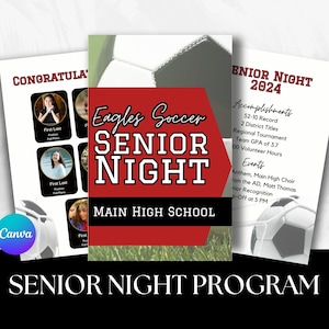 Soccer Senior Night Program Canva Template Senior Game Girls High School Soccer Team Editable Senior Poster Boys Soccer College Travel Team