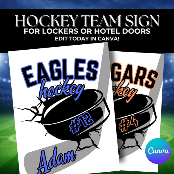 Digital Hockey Door Signs Canva Etsy