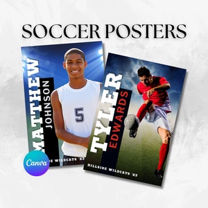 Soccer poster Canva template senior game night soccer banquet gift for soccer mom editable sports poster girls boys soccer game senior gifts