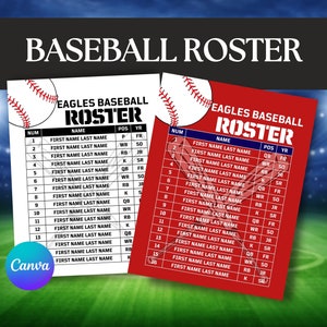 Editable Baseball Team Roster Canva Template Baseball Team Player Roster High School Travel Ball Baseball Form Coach Editable Team Poster