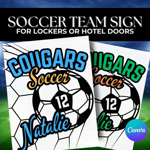 Soccer Door Sign Canva Template High School Soccer Tournament Hotel Poster Club Travel Soccer Sign Customized Door Signs Youth Soccer Team