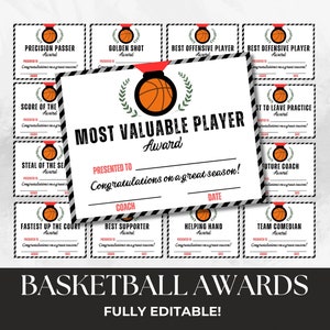 Editable basketball award certificates end of season printable basketball awards participation certificate youth basketball league awards