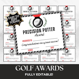 Editable golf award certificates end of season printable golf team awards participation certificate golfing high school youth team awards