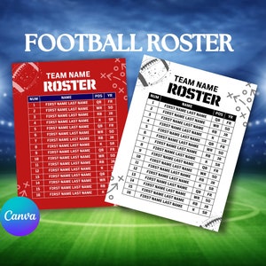 Lista editable del equipo de fútbol plantilla Canva lista de jugadores del equipo de fútbol cartel del equipo de fútbol juvenil pee wee de la escuela secundaria descarga editable