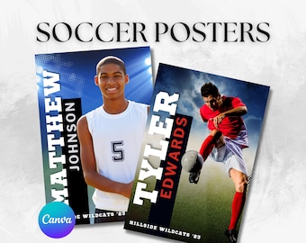 Soccer poster Canva template senior game night soccer banquet gift for soccer mom editable sports poster girls boys soccer game senior gifts