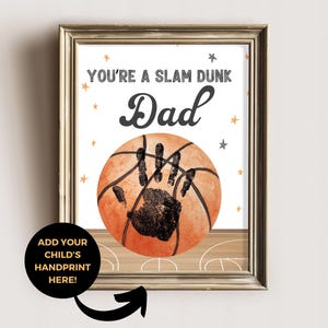 Papa druckbare Basketball Handabdruck Kunst Geschenk von Sohn Tochter Vatertag Baby Handabdrücke Sport Handwerk Kinder alles Gute zum Geburtstag Vater von Kindern