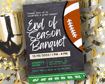 Printable Football Team End of Season Sports Banquet Invitation Canva Template Football Awards Night Team Party Digital Invite Senior Night