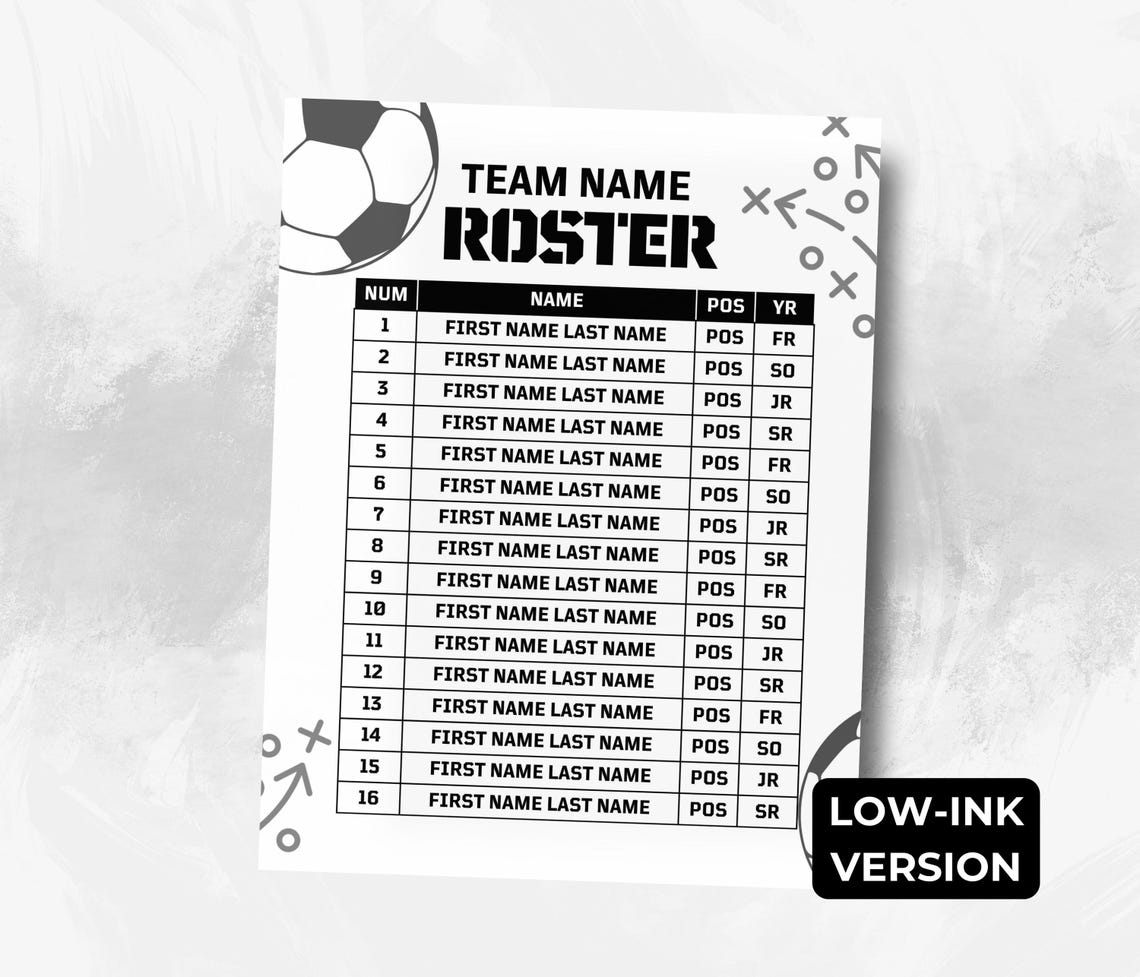 Editable Soccer Team Roster Canva Template Soccer Team Player Roster ...