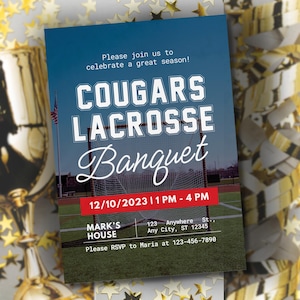 Printable Lacrosse Team End of Season Sports Banquet Invitation Canva Template Lacrosse Awards Night Team Party Digital Invite Senior Game