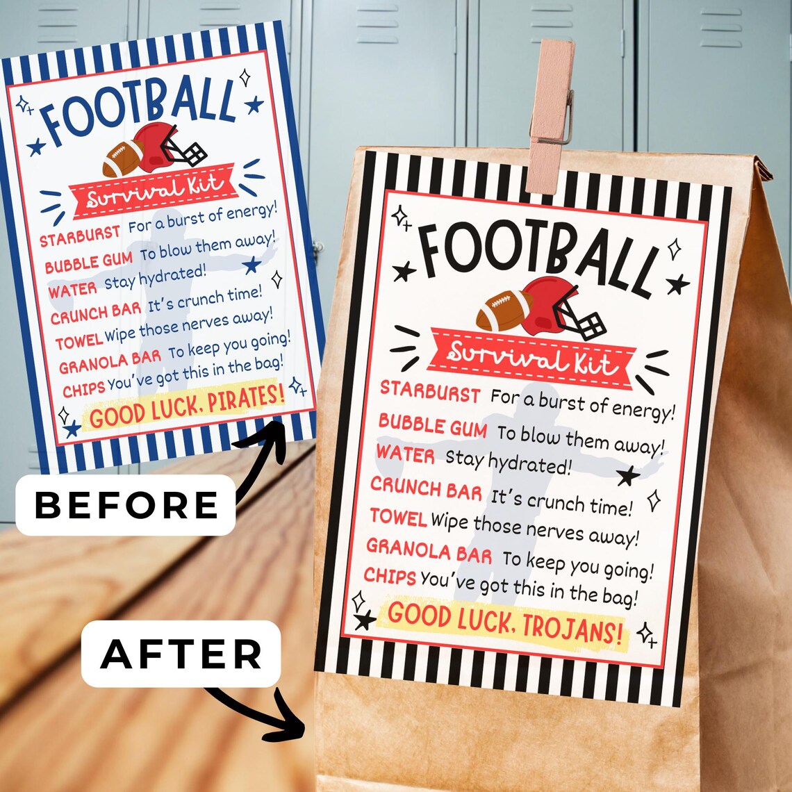 Soccer Team Survival Kit Editable Soccer Game Day Snack Bag Tag Soccer ...