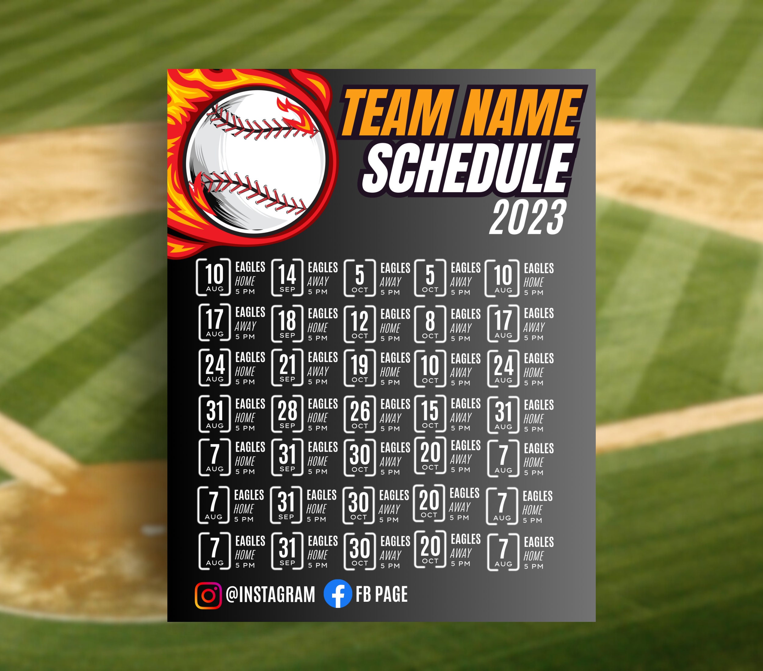 Editable Baseball Schedule Template DIY Canva Baseball Etsy Editable Baseball Schedule Template DIY Canva Baseball Etsy
