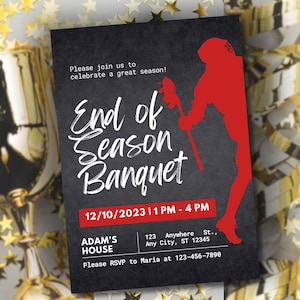 Printable Lacrosse Team End of Season Sports Banquet Invitation Canva Template Lacrosse Awards Night Team Party Digital Invite Senior LAX