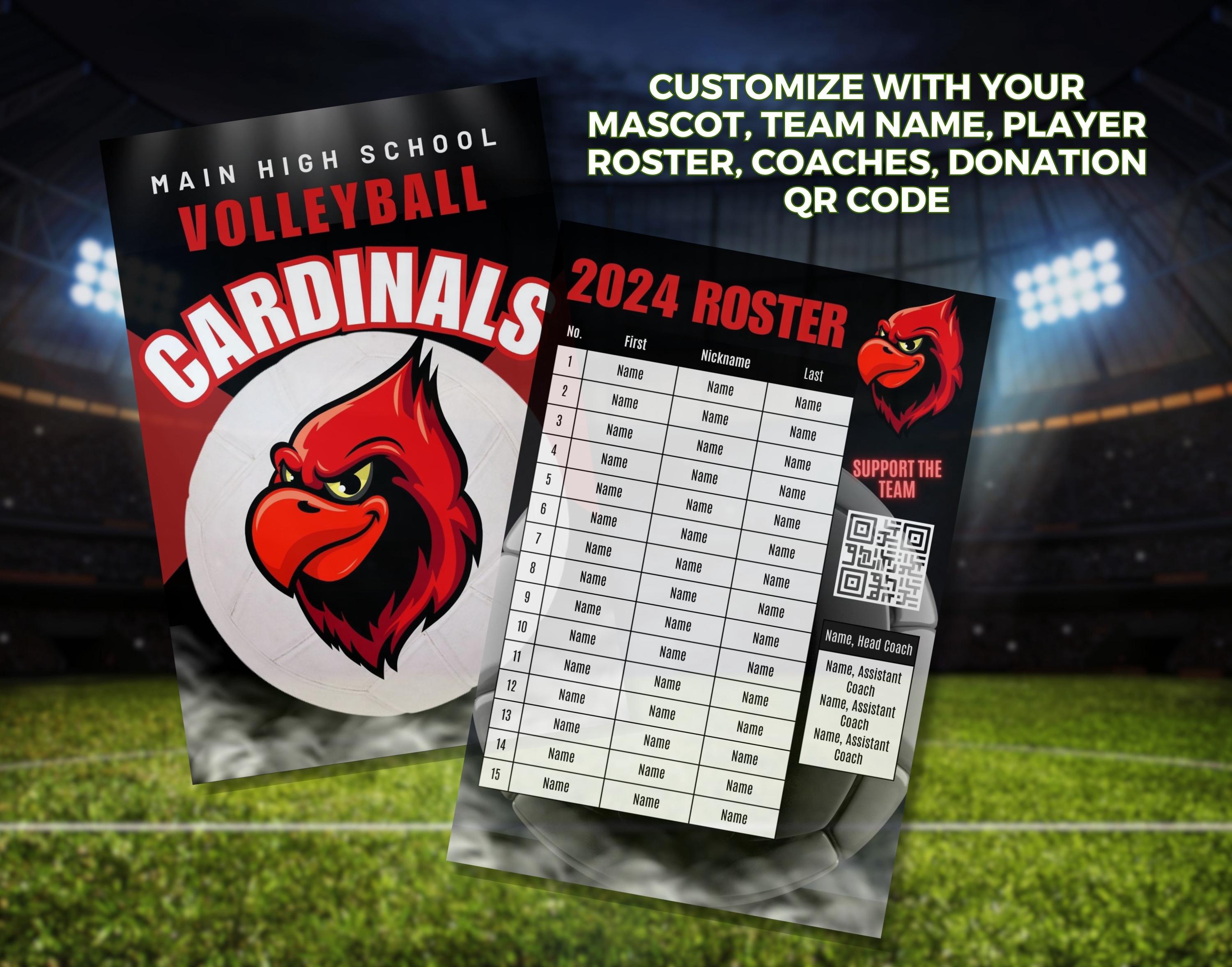 Volleyball Roster Image Layout Editable Volleyball Team Roster Canva Template Volleyball Team Player ...