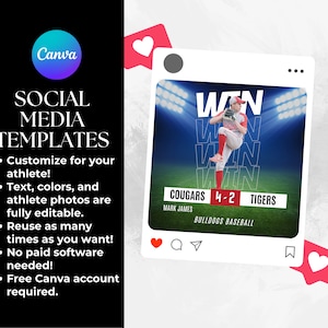 Editable Baseball Team Social Media Graphics Template Canva Baseball ...