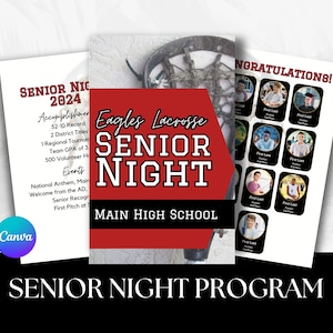 Lacrosse Senior Night Program Canva Template Senior Game Boys High School Lacrosse Team Editable Senior Poster Girls Lacrosse College Senior