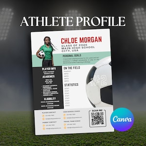 Girls Soccer Athlete Profile Sheet Photo College Recruiting Editable Canva Template Camps Showcases Travel Ball Recruiting Letter to Coach