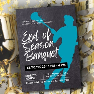 Printable Girls Lacrosse Team End of Season Sports Banquet Invitation Canva Template Girls Lacrosse Awards Night Team Party Senior Night LAX