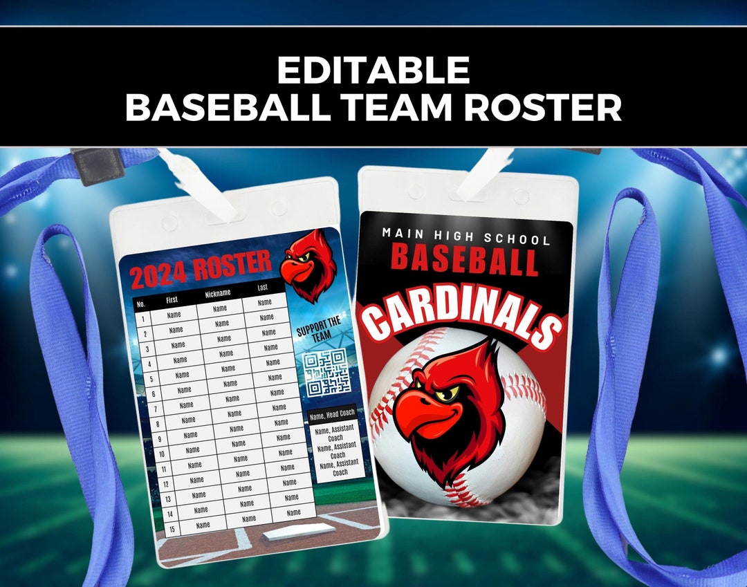Editable Baseball Team Roster Canva Template Baseball Team Player ...