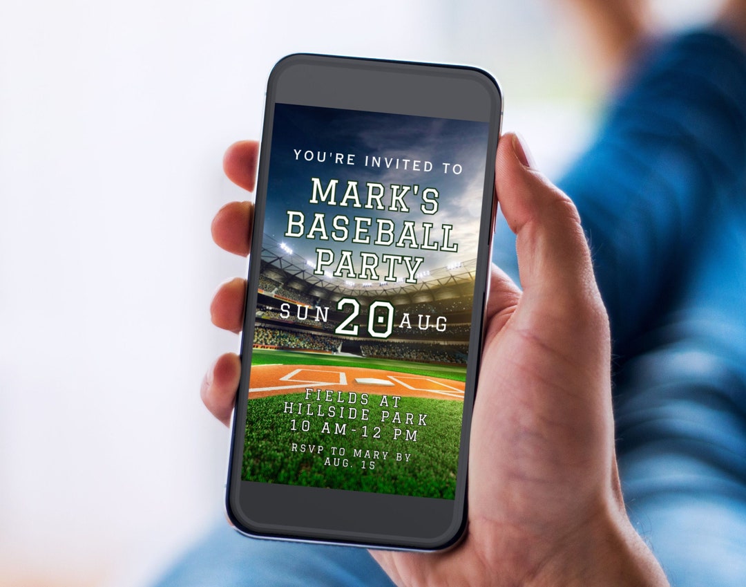 Baseball Party Phone Invitation Baseball Team Season Electronic Invite ...