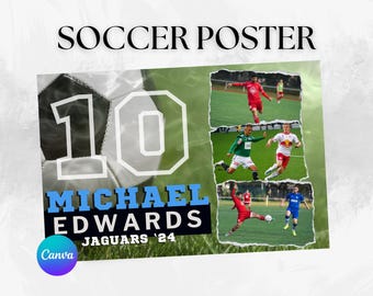 Soccer poster Canva template senior night soccer team banquet gift for boys girls high school soccer editable sports poster team picture