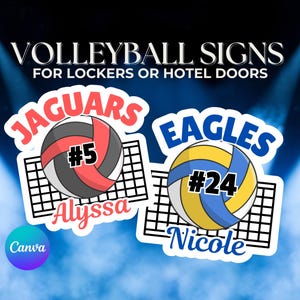 Volleyball Door Sign Canva Template High School Volleyball Tournament Hotel Poster Club Volleyball Game Sign Customized Door Signs for Team