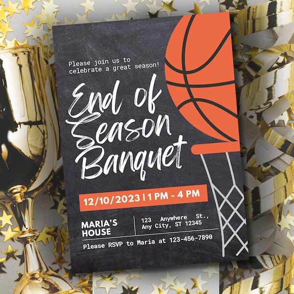 Printable Basketball Team End of Season Sports Banquet Invitation Canva Template Basketball Awards Night Team Party Digital Invite Senior