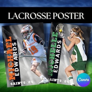 Lacrosse Senior Night Poster Canva Template Senior Night Game Girls Lacrosse Team Editable Sports Background for Boys Lacrosse Senior Gift