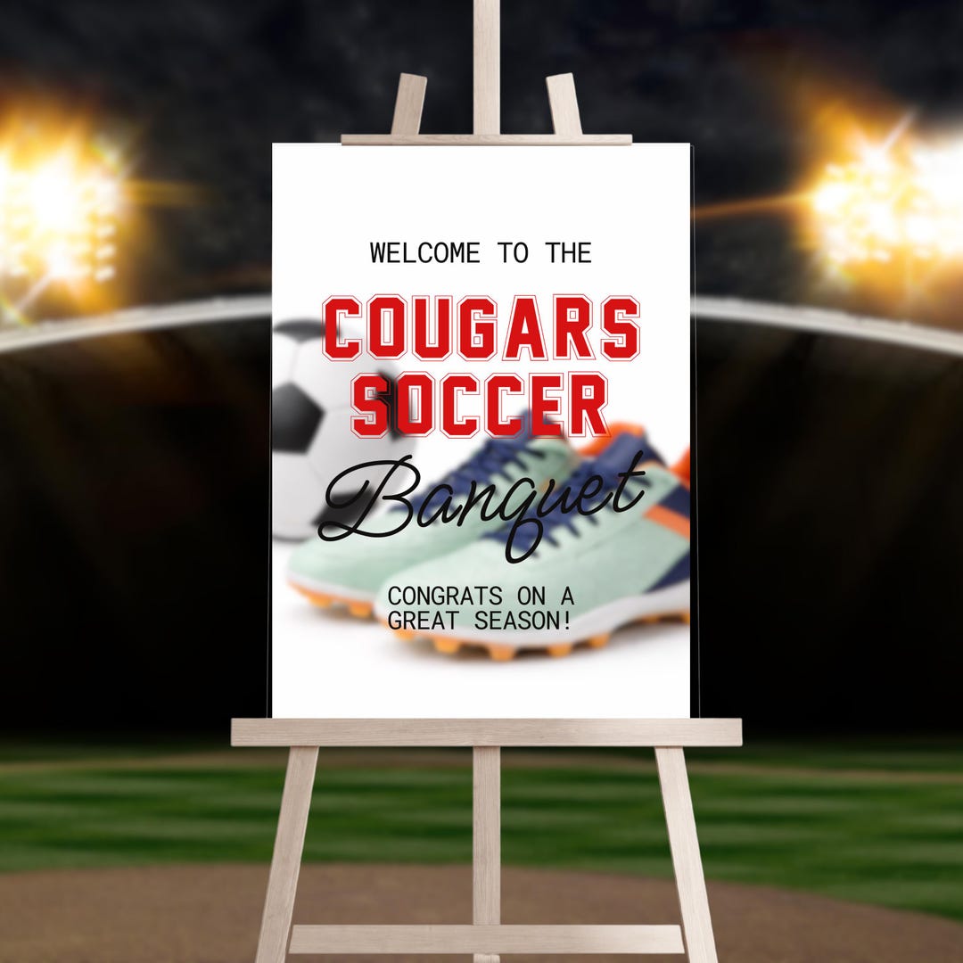 Printable Soccer Team End of Season Sports Banquet Sign Canva Template ...